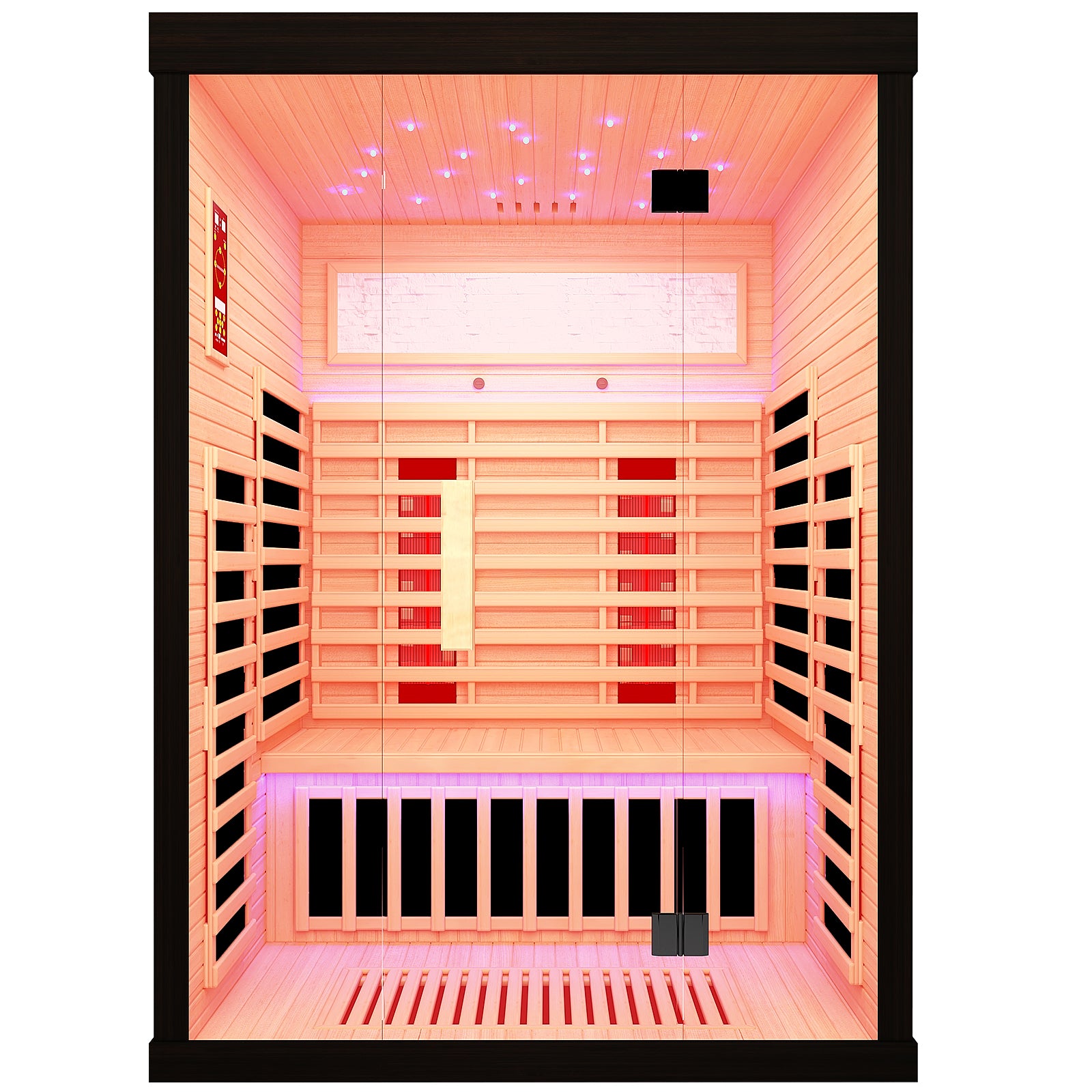 Luxury Double Sauna Room Black Natural Wood Paper Glass