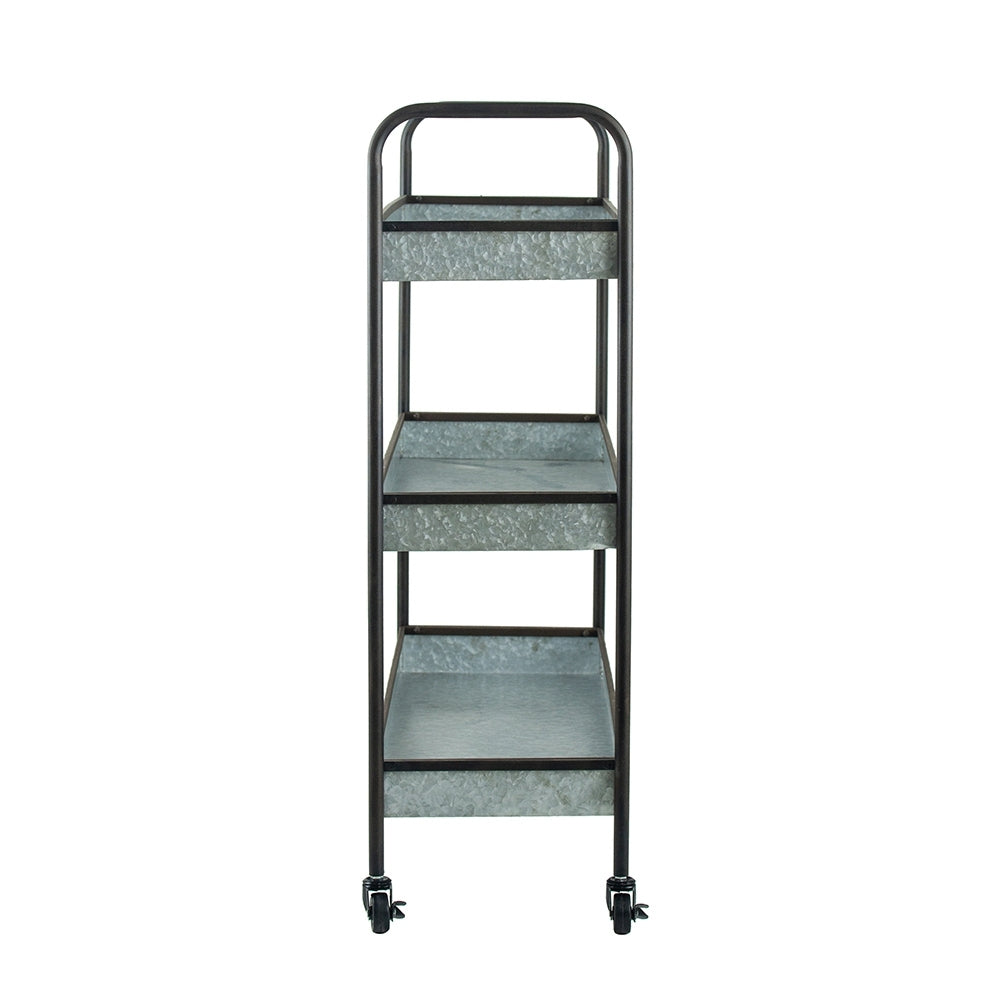 35X12.5X40" Homestead Galvanized Shelf Display 3 Tier Metallic Grey Casual,Classic,Farmhouse,Industrial,Modern Metal