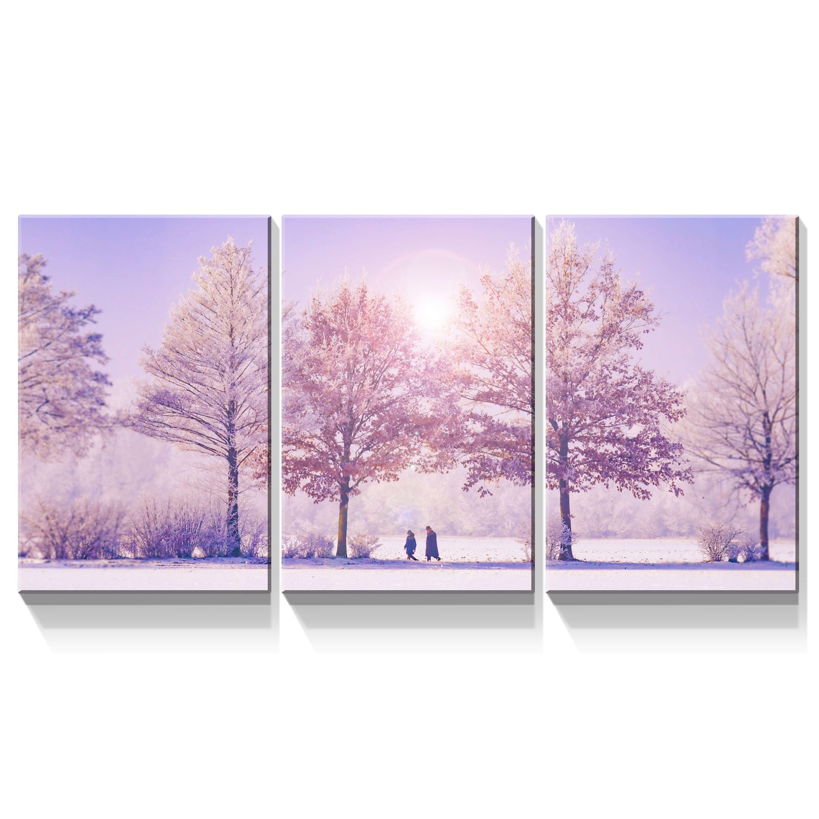 3 Panels Framed Vivid Winter Landscape Canvas Wall Art Decor,3 Pieces Mordern Canvas Decoration Painting For Office,Dining Room,Living Room, Bedroom Decor Ready To Hang Rectangle Framed Multicolor Oversized 41In Canvas Nature Scenes