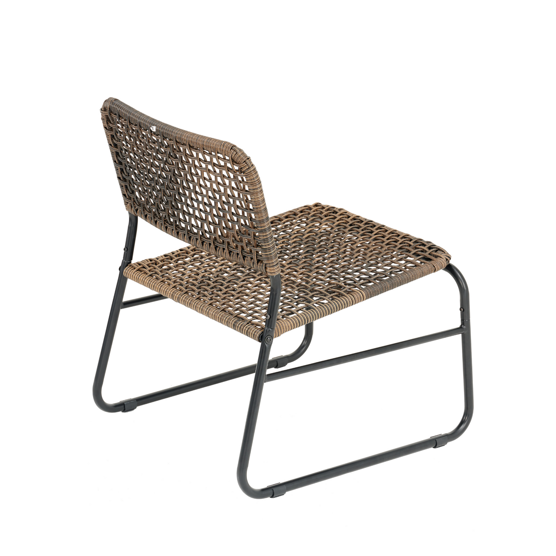 Patio Furniture Set 3 Piece Mixture Pattern Pe Rattan Steel Frame And Modern Round Table, Brown And Black No Sectional Black Brown Seats 2 Rust Resistant Frame Garden & Outdoor American Design,American Traditional,Antique,Vintage 2 Person Seating Group