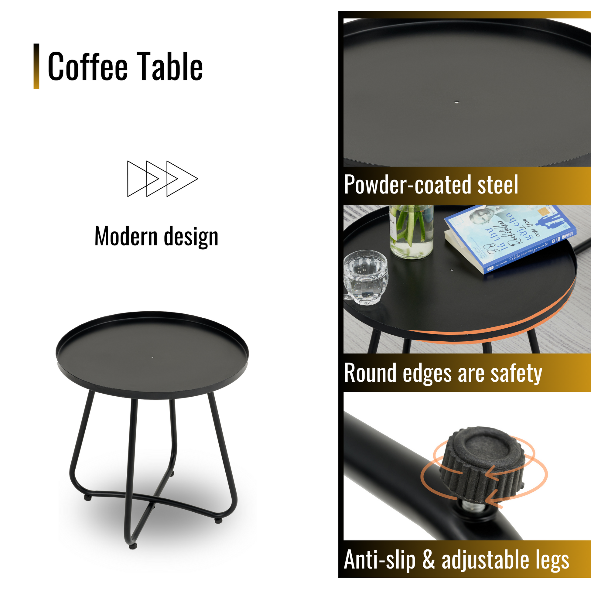 Patio Furniture Set 3 Piece Mixture Pattern Pe Rattan Steel Frame And Modern Round Table, Brown And Black No Sectional Black Brown Seats 2 Rust Resistant Frame Garden & Outdoor American Design,American Traditional,Antique,Vintage 2 Person Seating Group