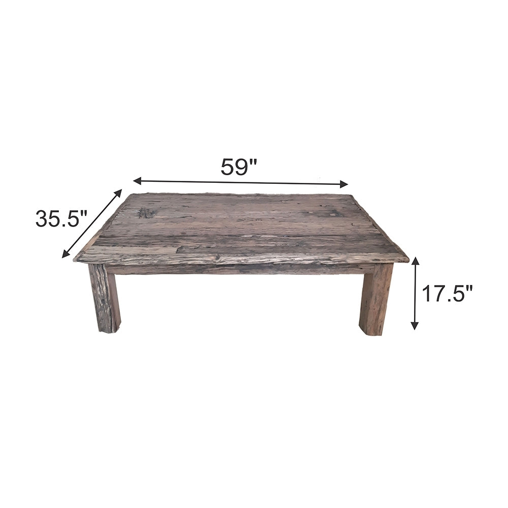 59X35.5X17.5" Rustic Coffee Table Wood Primary Living Space Antique,Farmhouse,Rustic,Vintage Wood