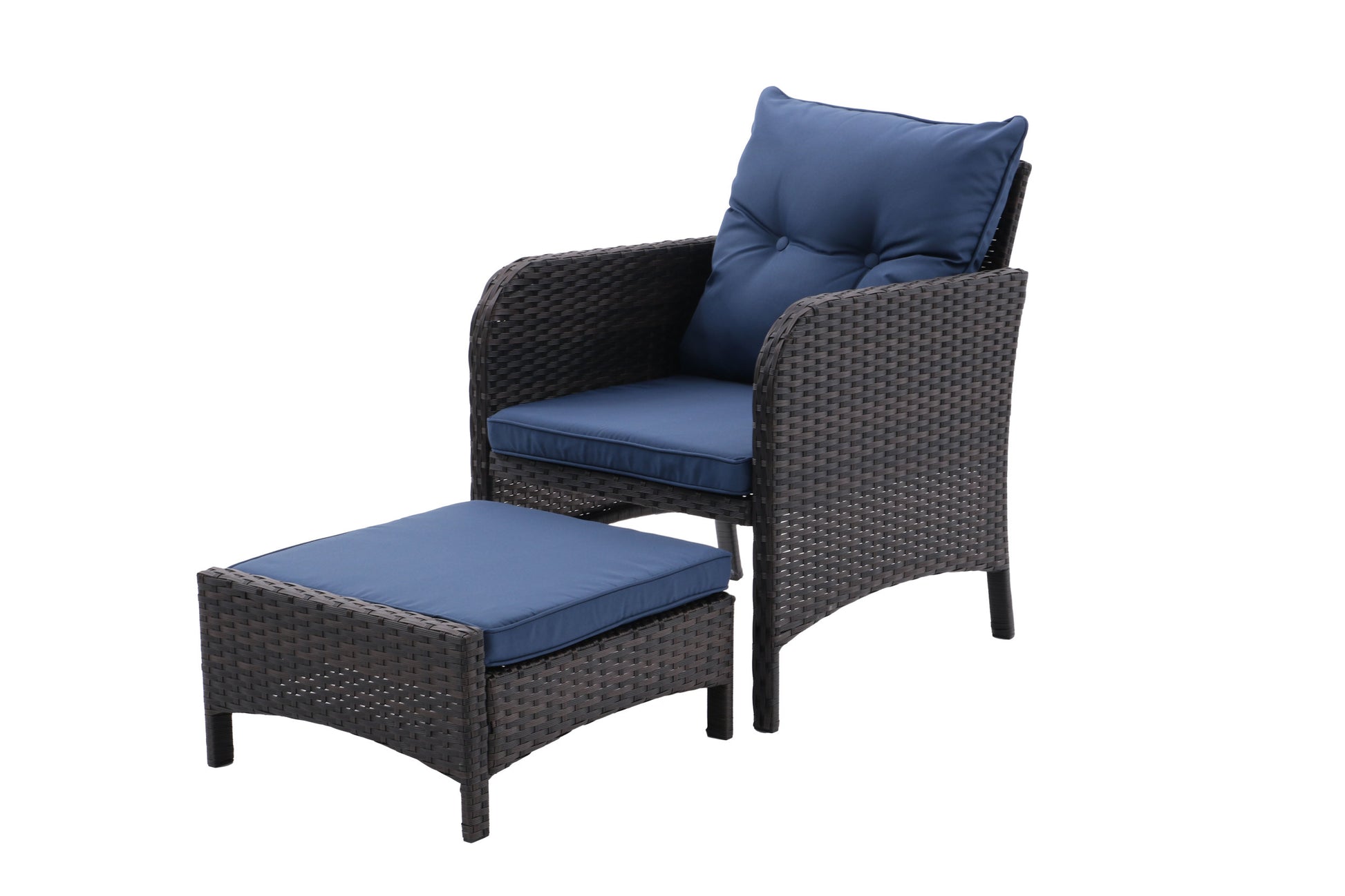 5 Piece Outdoor Patio Furniture Set,All Weather Pe Rattan Conversation Chairs With Armrest And Removable Cushions,Ottomans And Storage Coffee Table For Poolside Garden Balcony Deck Peacock Blue Yes Peacock Blue Pe Rattan Iron Waterproof Fabric