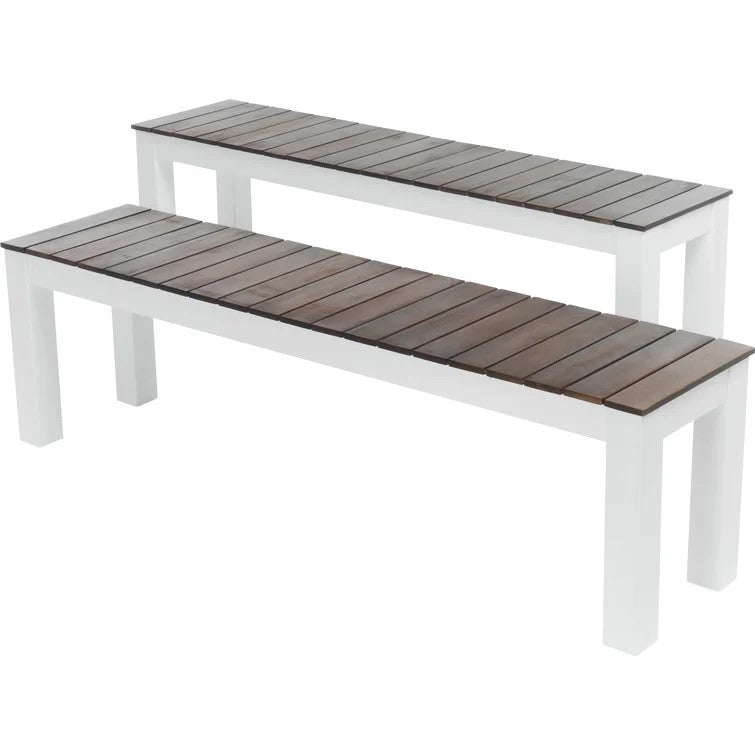 Bali Dining Bench Mp2 Set Of 2 Dark Brown White Acacia Wood