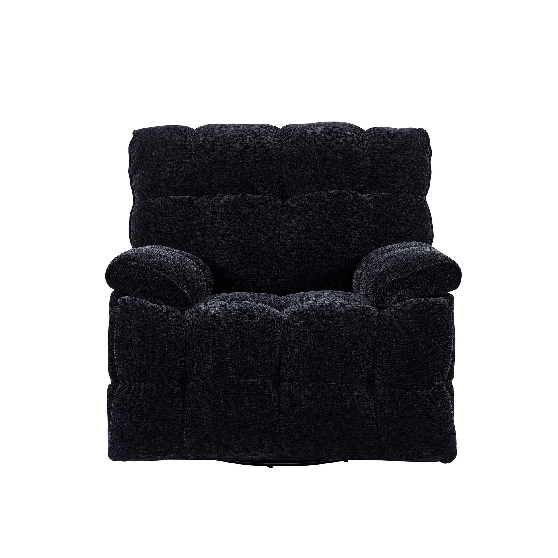 360 Degree Swivel Fabric Single Sofa Heavy Duty Reclining Chair For Living Room, Black Black Polyester 1 Seat