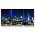 3 Panels Framed Brooklyn Bridge Night View York Canvas Wall Art Decor,3 Pieces Mordern Canvas Decoration Painting For Office,Dining Room,Living Room, Bedroom Decor Ready To Hang Rectangle Framed Multicolor Oversized 41In Canvas Nature Scenes