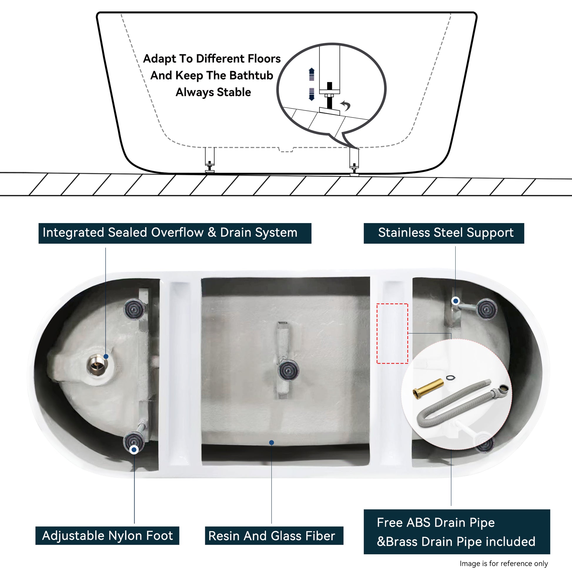 67'' Acrylic Freestanding Soaking Bathtub With Integrated Slotted Overflow And Brushed Nickel Toe Tap Drain, Cupc C Ertified, 02141 Bn Glossy White Oval Bathroom Freestanding Tubs Polished 61 69 In Contemporary Soaking Left Acrylic Acrylic