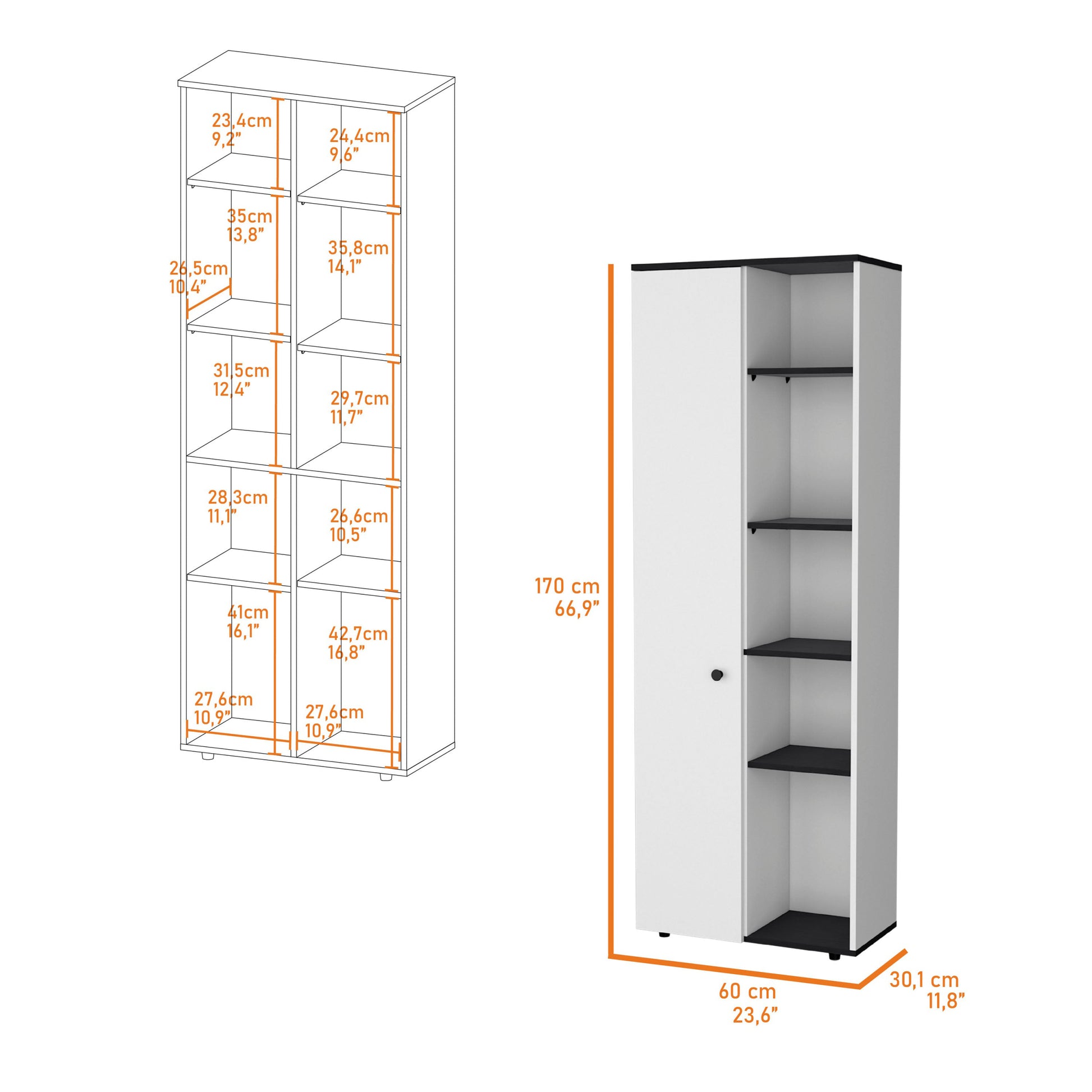 White And Black 1 Door Multistorage Kitchen Pantry White Black Kitchen Shelves Included Wood