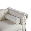 Classic Traditional Living Room Upholstered Sofa With Velvet Fabric Surface Chesterfield Tufted Fabric Sofa Couch, Large White White Primary Living Space Medium Soft Cushion Back Square Arms Foam Velvet 3 Seat