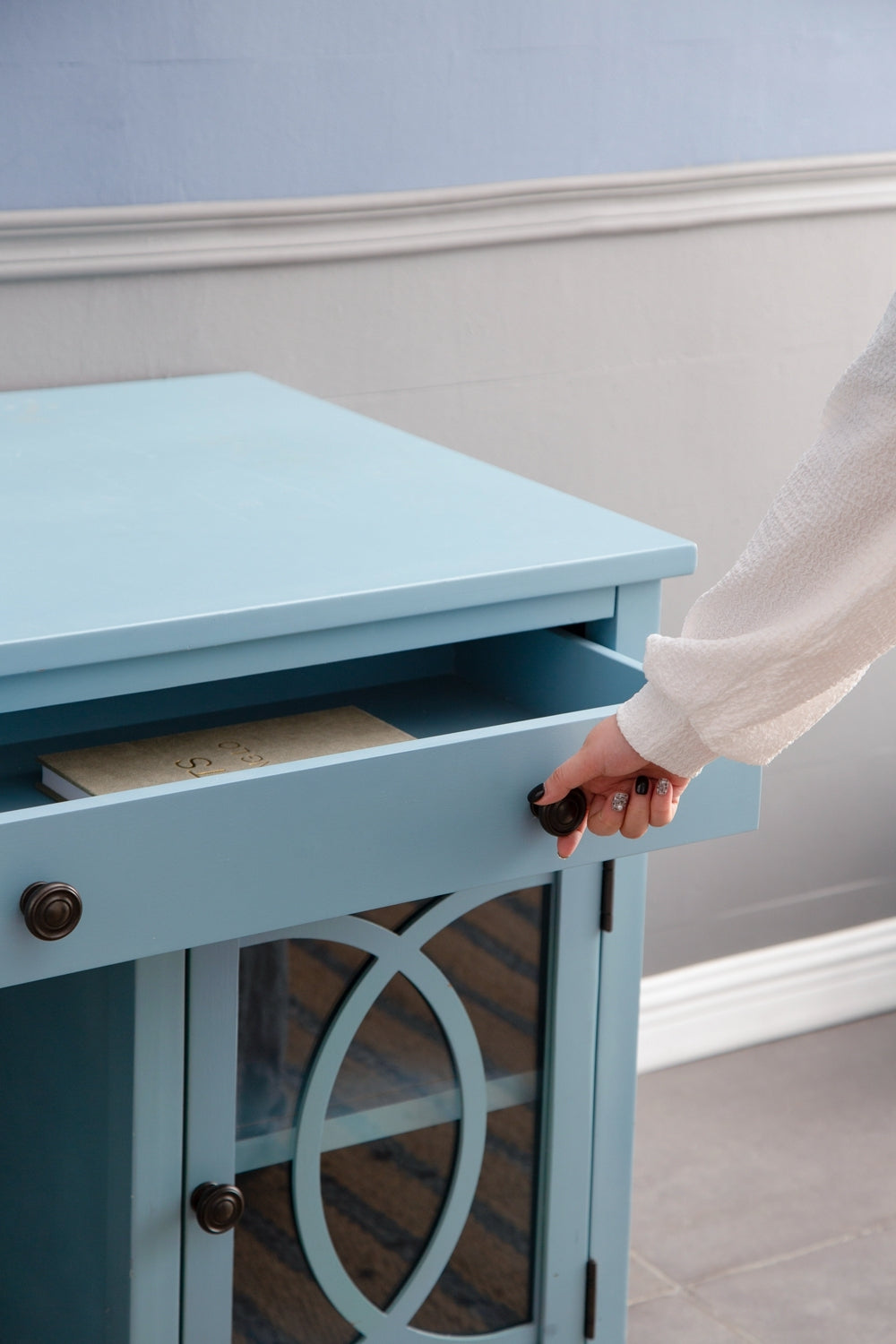 50X26X31" Blue Desk Blue Primary Living Space Casual,Contemporary,French,Modern Solid Wood Mdf