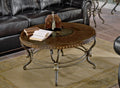 Formal Traditional Style Coffee Table 1Pc Round Decorative Top Curved Metal Base Living Room Furniture Cocktail Table Dark Cherry Finish Brown Mix Primary Living Space Traditional Coffee & End Tables Round Metal & Wood