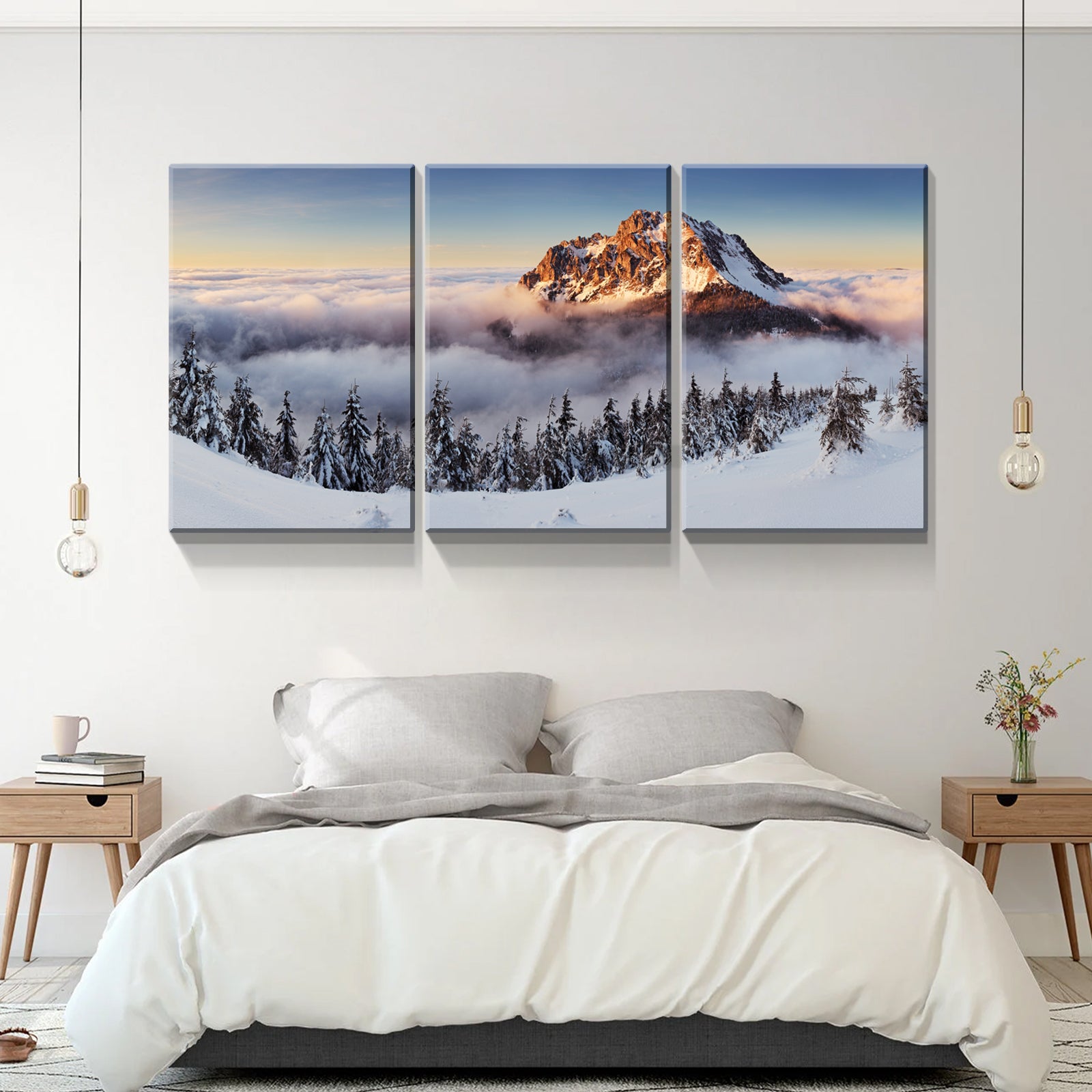 3 Panels Framed Mountain & Forest Canvas Wall Art Decor,3 Pieces Mordern Canvas Decoration Painting For Office,Dining Room,Living Room, Bedroom Decor Ready To Hang 2436In Thickness 1.5Inch Rectangle Framed Multicolor Oversized 41In Canvas Nature Scenes