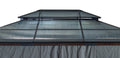 12' X 16' Hardtop Wood Gazebo For Patios, Outdoor Framed Gazebo With Polycarbonate Double Roof Canopy, Solid Wooden Framed Gazebo With Privacy Curtains And Mosquito Nettings For Garden, Backyard Black Aluminium