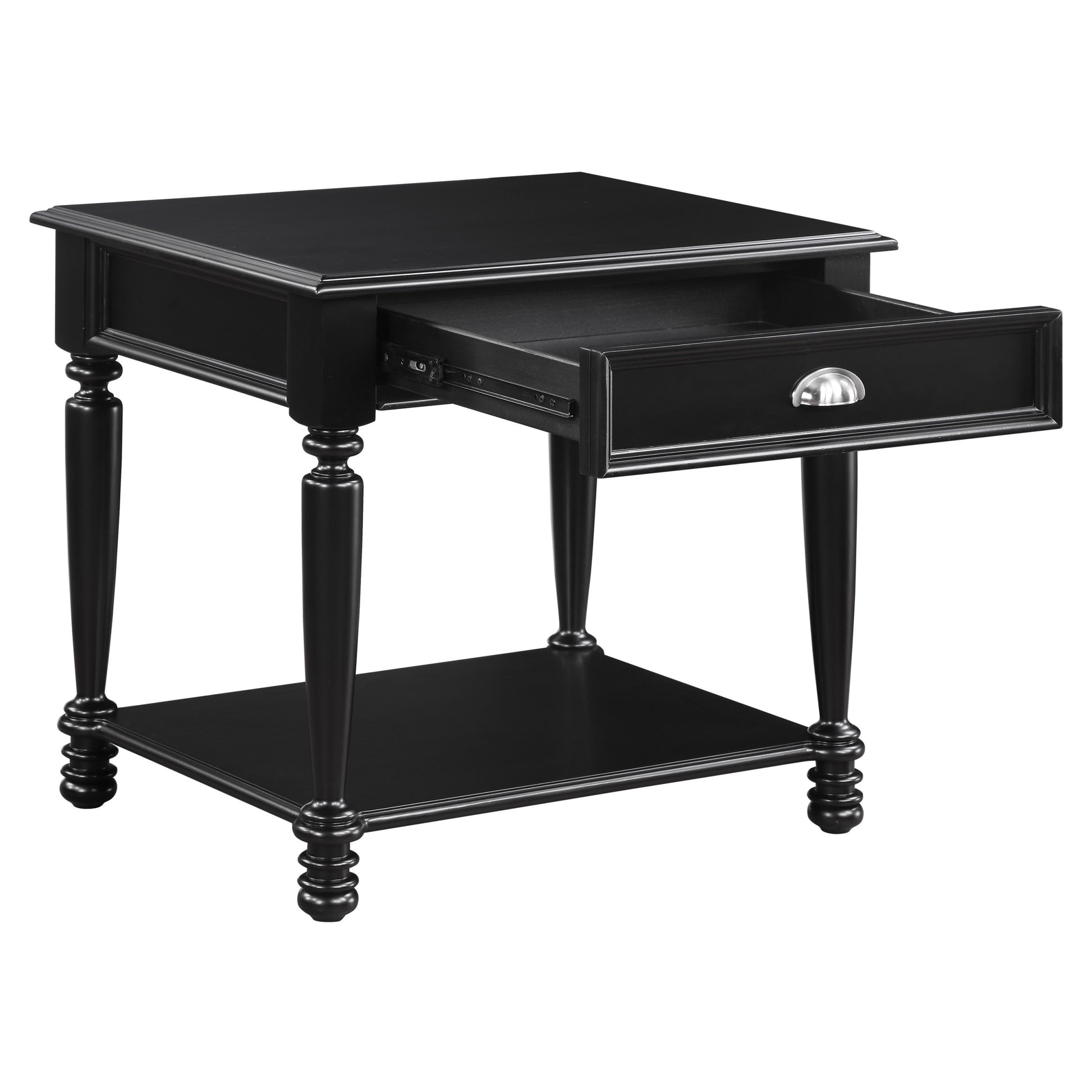 Classic Design Black Finish End Table With Drawer And Bottom Shelf Wooden Traditional Living Room Furniture 1Pc Side Table Black Primary Living Space Classic,Traditional Rectangular Coffee & End Tables Wood