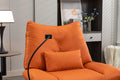 270 Swivel Glider Recliner Chair, Power Recliner Rocking Chair, Usb Port Charge For Nursery Chair With Atmosphere Lamp For Living Room Bedroom Apartment Orange Faux Leather