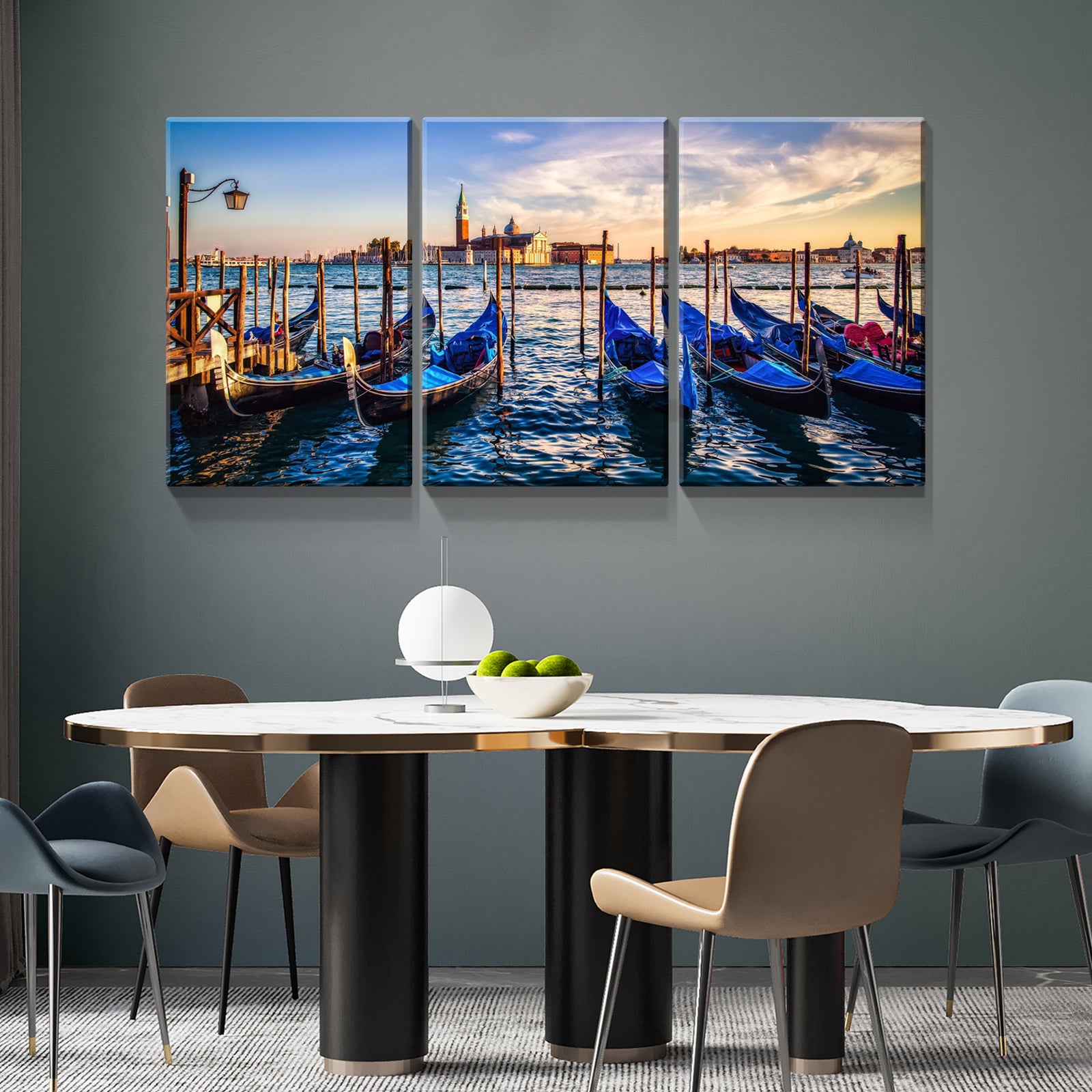 3 Panels Framed Wharf Canvas Wall Art Decor,3 Pieces Mordern Canvas Decoration Painting For Office,Dining Room,Living Room, Bedroom Decor Ready To Hang Rectangle Framed Multicolor Oversized 41In Canvas Nature Scenes