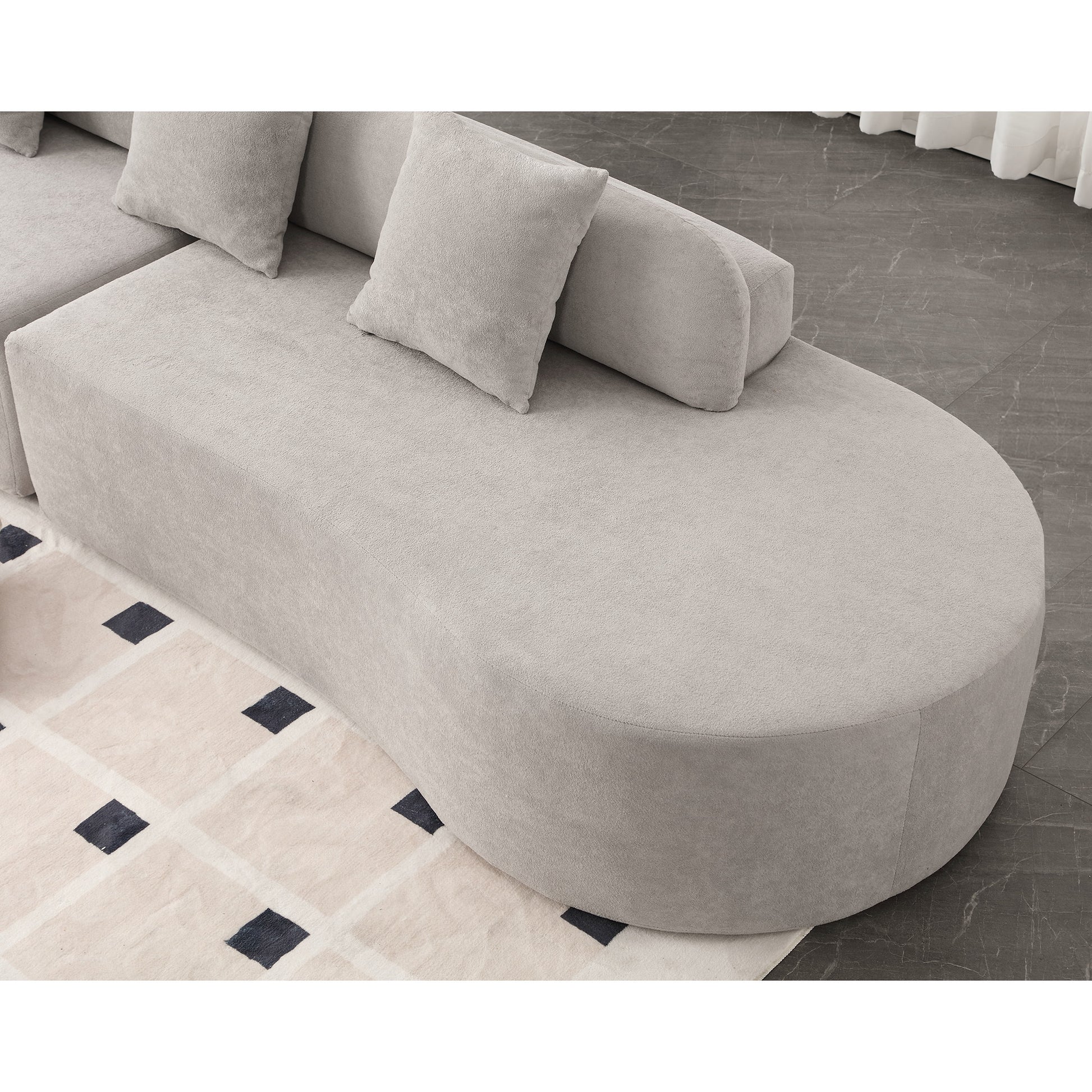 Arrived Modern Curved Combination Sofa, Terrycloth Fabric Sofa, Minimalist Sofa In Living Room, Apartment, No Assembly Required, Three Pillows,Gray Gray Primary Living Space Medium Soft Polyester 4 Seat