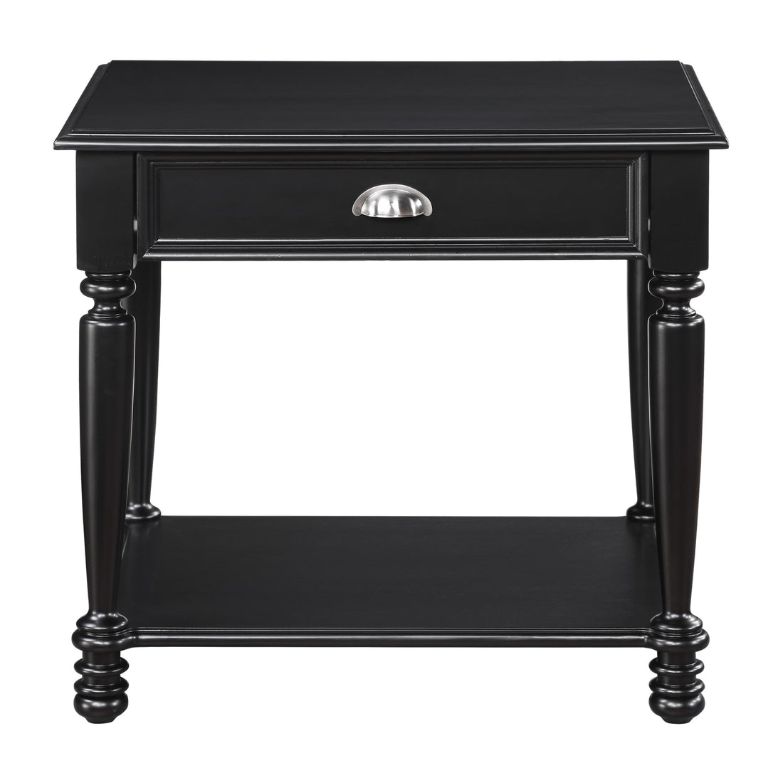 Classic Design Black Finish End Table With Drawer And Bottom Shelf Wooden Traditional Living Room Furniture 1Pc Side Table Black Primary Living Space Classic,Traditional Rectangular Coffee & End Tables Wood