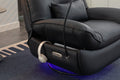 270 Swivel Glider Recliner Chair, Power Recliner Rocking Chair, Usb Port Charge For Nursery Chair With Atmosphere Lamp For Living Room Bedroom Apartment Black Faux Leather