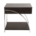 Modern Living Room Furniture 1Pc End Table With Drawer Bottom Shelf Espresso Finish Wood Chrome Metal Finish Unique Style Side Table Espresso Primary Living Space Modern Coffee & End Tables Wood Stainless Steel