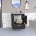 Velloc Single Bathroom Vanity, Double Door Cabinet, One Drawer Black Black Bathroom Modern Particle Board Particle Board