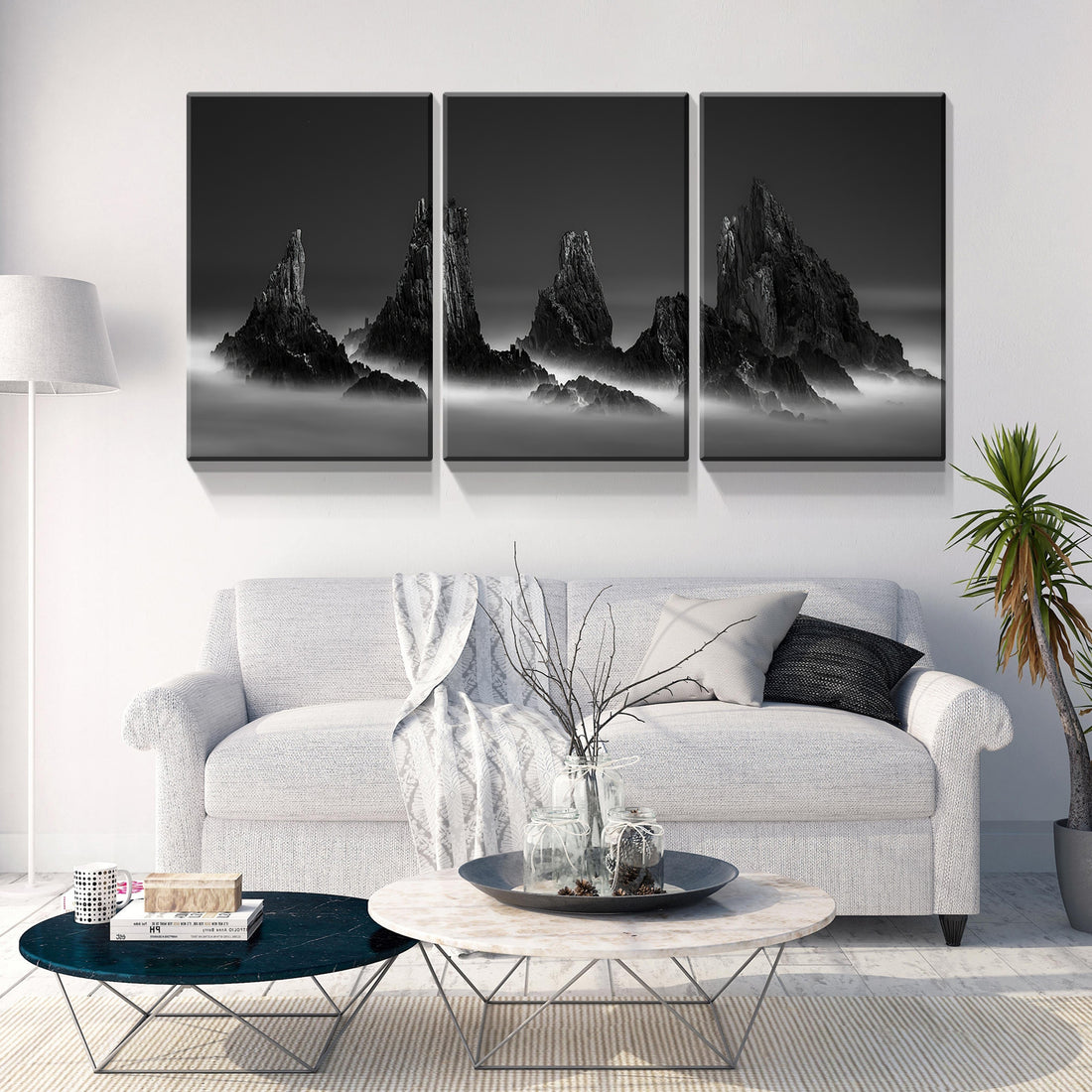 3 Panels Framed Mountain View Canvas Wall Art Decor,3 Pieces Mordern Canvas Decoration Painting For Office,Dining Room,Living Room, Bedroom Decor Ready To Hang Rectangle Framed Multicolor Oversized 41In Canvas Nature Scenes