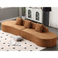 Arrived Modern Curved Combination Sofa, Terrycloth Fabric Sofa, Minimalist Sofa In Living Room, Apartment, No Assembly Required, Three Pillows,Browm Brown Primary Living Space Medium Soft Polyester 4 Seat