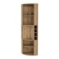 Macadamia 5 Large Sheves Corner Bar Cabinet Vertical 5 Or More Shelves Natural Light Brown Primary Living Space Shelves Included Wood