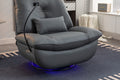 270 Swivel Glider Recliner Chair, Power Recliner Rocking Chair, Usb Port Charge For Nursery Chair With Atmosphere Lamp For Living Room Bedroom Apartment Dark Gray Faux Leather