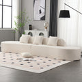 Arrived Modern Curved Combination Sofa, Terrycloth Fabric Sofa, Minimalist Sofa In Living Room, Apartment, No Assembly Required, Three Pillows,Beige Beige Primary Living Space Medium Soft Polyester 4 Seat