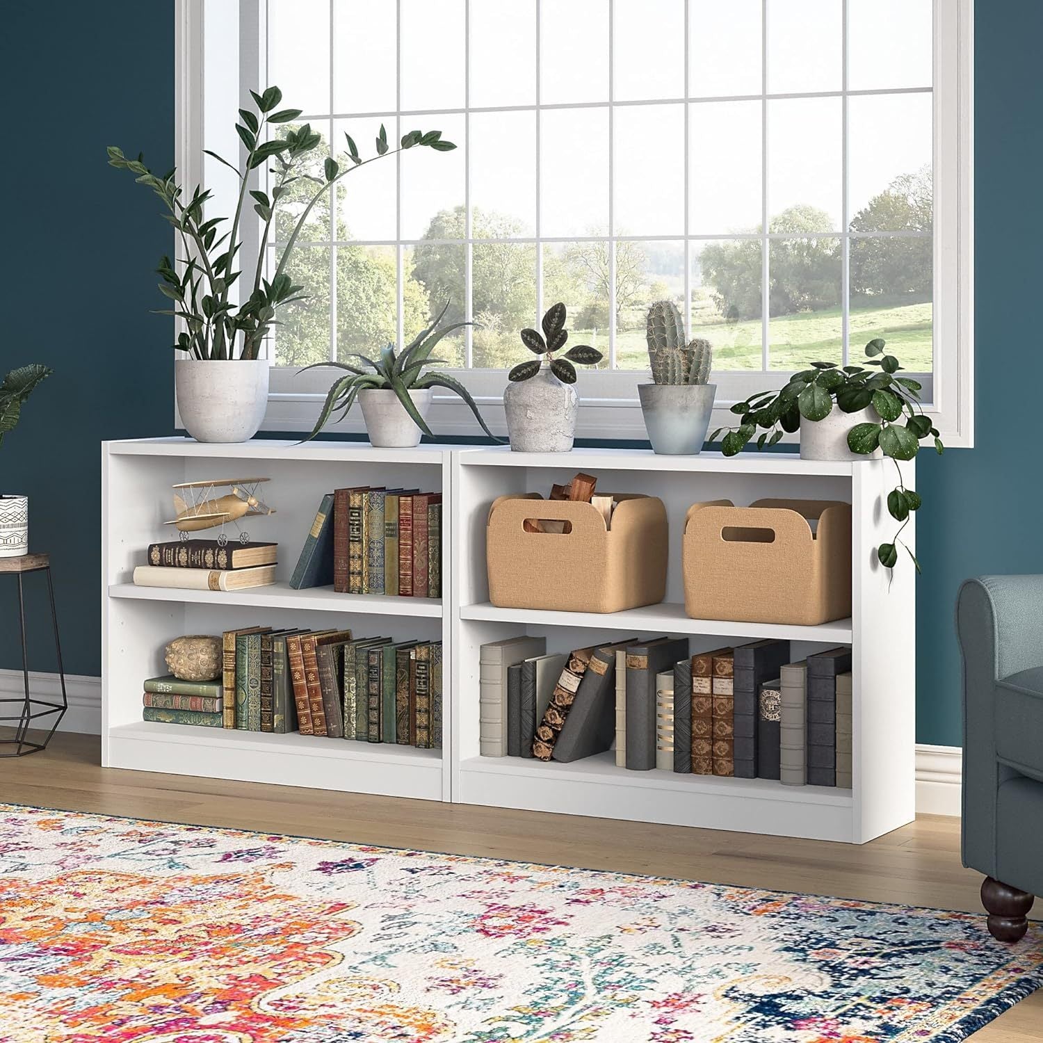 Bush Furniture Universal 2 Shelf Bookcase Set Of 2 In Pure White White Bedroom Engineered Wood