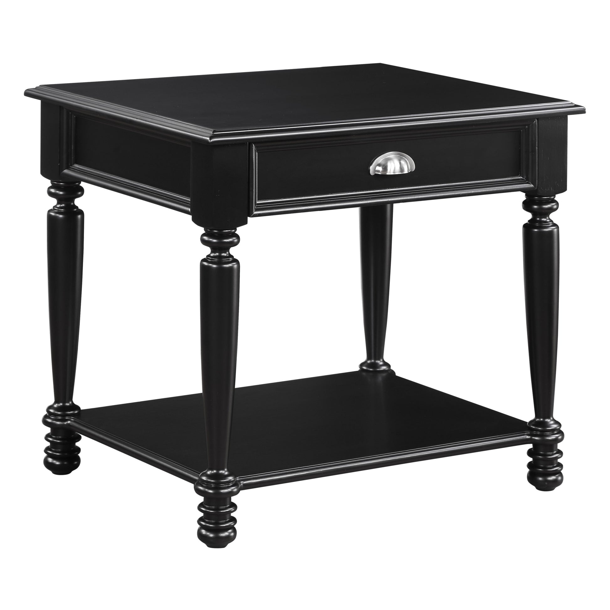 Classic Design Black Finish End Table With Drawer And Bottom Shelf Wooden Traditional Living Room Furniture 1Pc Side Table Black Primary Living Space Classic,Traditional Rectangular Coffee & End Tables Wood