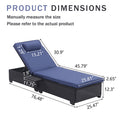 Outdoor Patio Chaise Lounge Chair,Lying In Bed With Pe Rattan And Steel Frame,Pe Wickers,Pool Recliners With Elegant Reclining Adjustable Backrest And Removable Cushions Sets Of 2 Black Navy Blue Yes Black Blue Weather Resistant Frame Pe Rattan Iron
