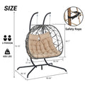 2 Person Outdoor Rattan Hanging Chair Patio Wicker Egg Chair Yes Complete Patio Set Dark Gray Uv Resistant Frame Water Resistant Cushion Garden & Outdoor American Design,American Traditional 2 Person Seating Group Polypropylene Rattan