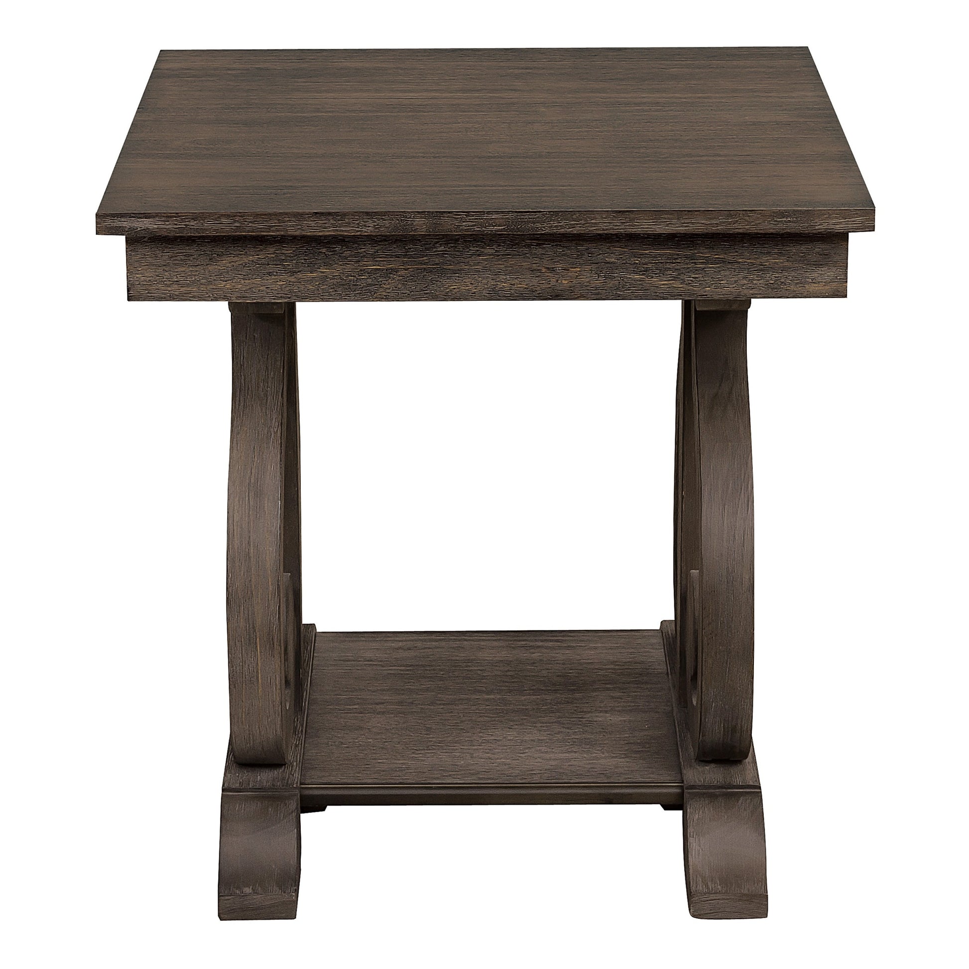 Classic Traditional End Table With Bottom Shelf Dark Oak Finish Scrolled Base Support 1Pc Wooden Furniture Living Room Dark Oak Classic,Traditional Coffee & End Tables Wood