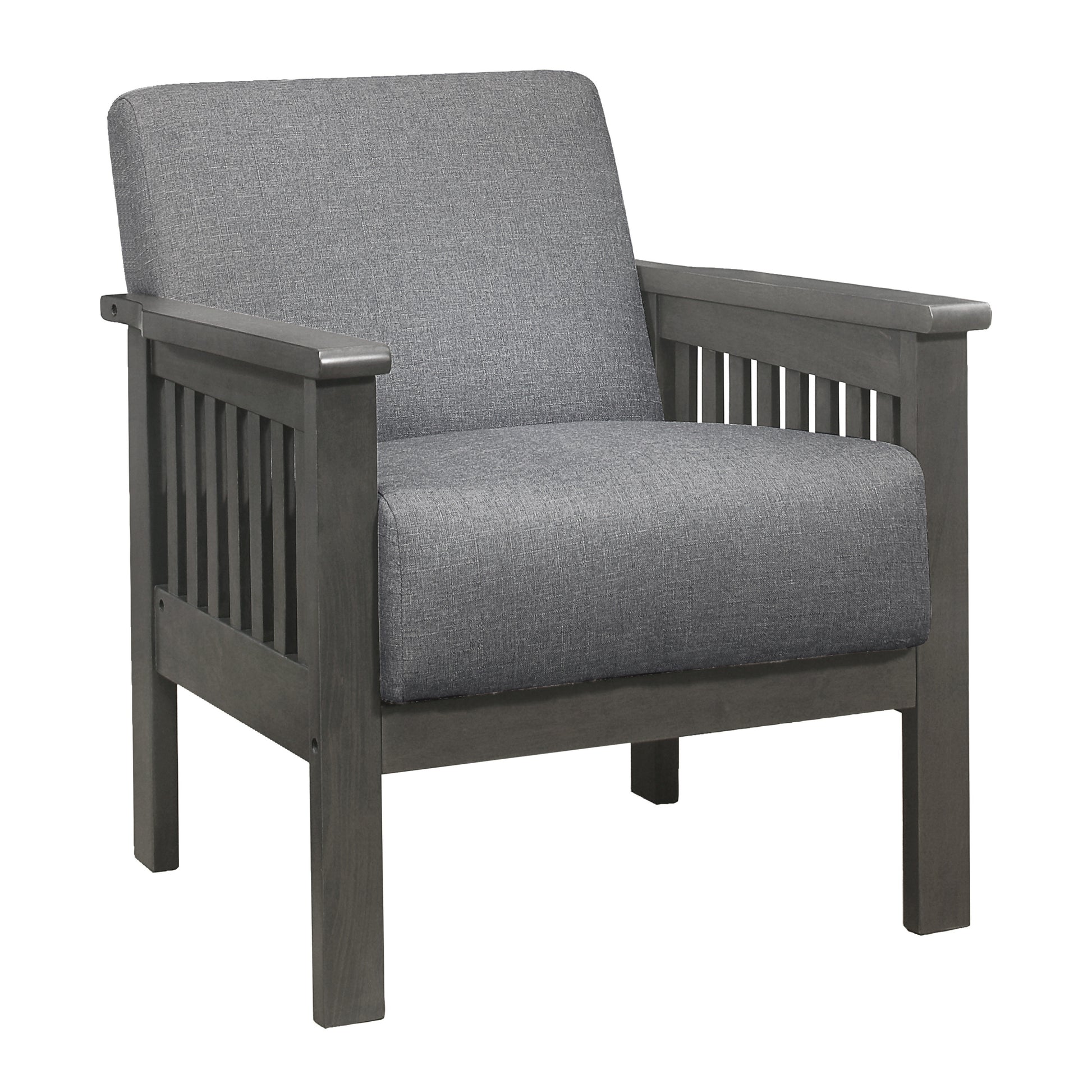 Gray Accent Chair 1Pc Solid Wood Mission Arm Cushion Back Classic Living Room Furniture Antique Gray Wooden Gray Primary Living Space Classic,Transitional Rubberwood Solid Wood
