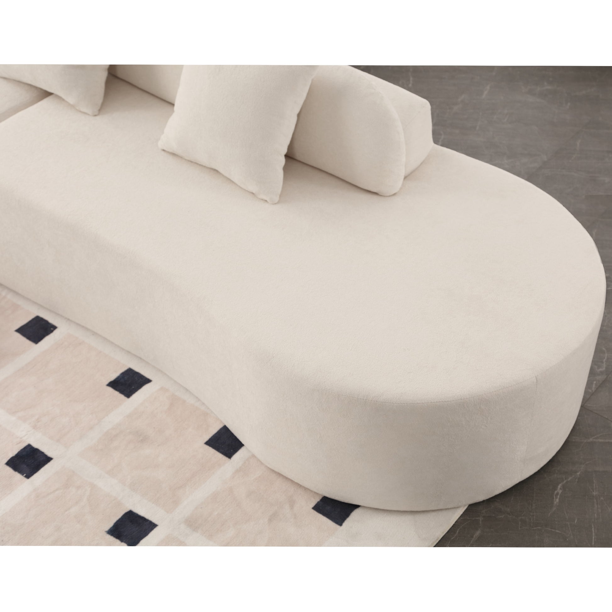 Arrived Modern Curved Combination Sofa, Terrycloth Fabric Sofa, Minimalist Sofa In Living Room, Apartment, No Assembly Required, Three Pillows,Beige Beige Primary Living Space Medium Soft Polyester 4 Seat