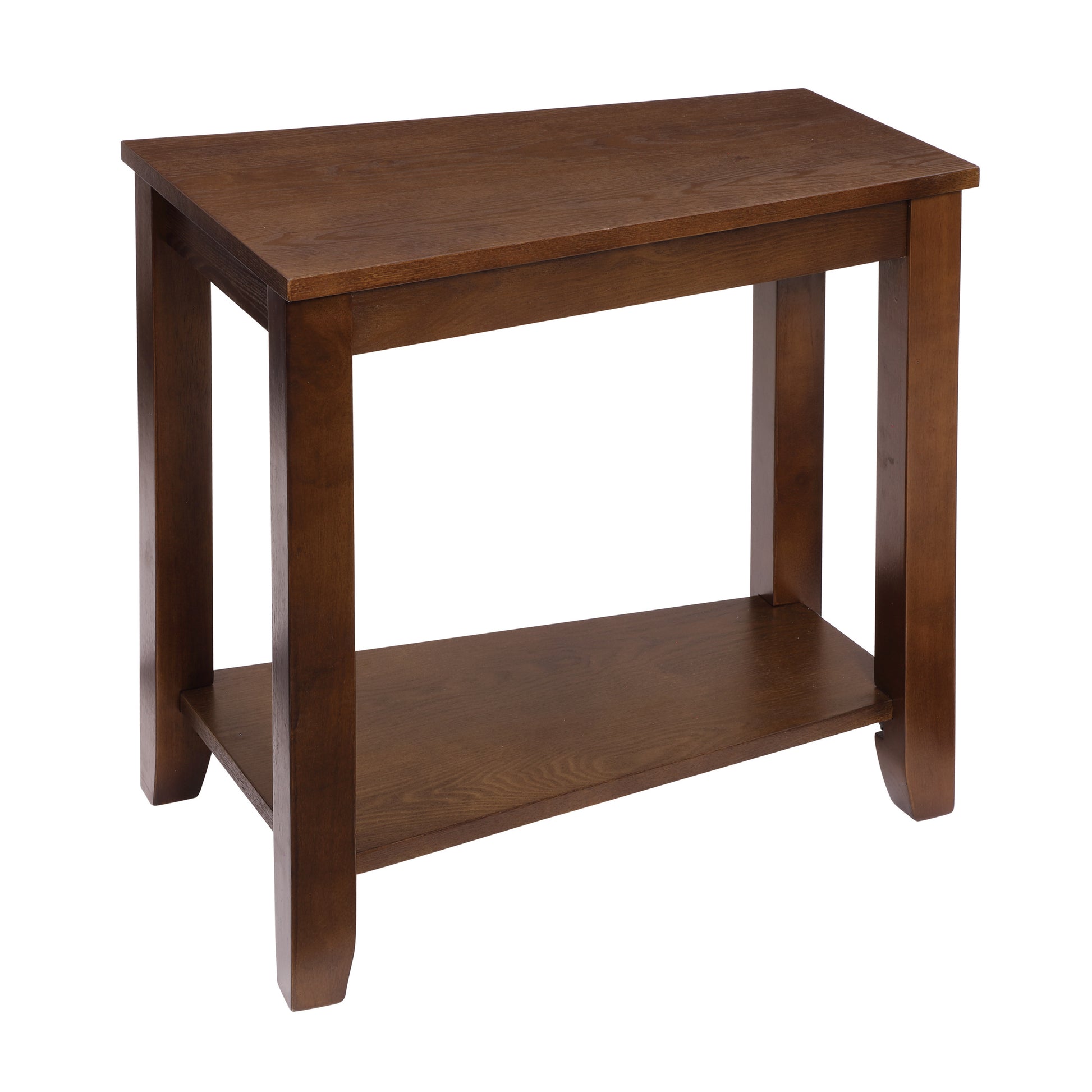 Contemporary Espresso Finish Chairside Table With Lower Shelf Wedge Shape Wooden Furniture 1Pc Side Table Espresso Contemporary Open Storage Coffee & End Tables Wood