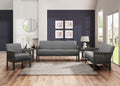 Classic Living Room 1Pc Loveseat Gray Cushion Seat And Back Solid Rubberwood Furniture Transitional Style Gray Gray Polyester Wood Primary Living Space Rubberwood Solid Wood