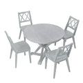 Mid Century 5 Piece Extendable Round Dining Table Set With 15.7