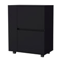 Black 2 Cabinet Bar Cart Black Primary Living Space Rectangular Kitchen Carts Wood Small Less Than 40In