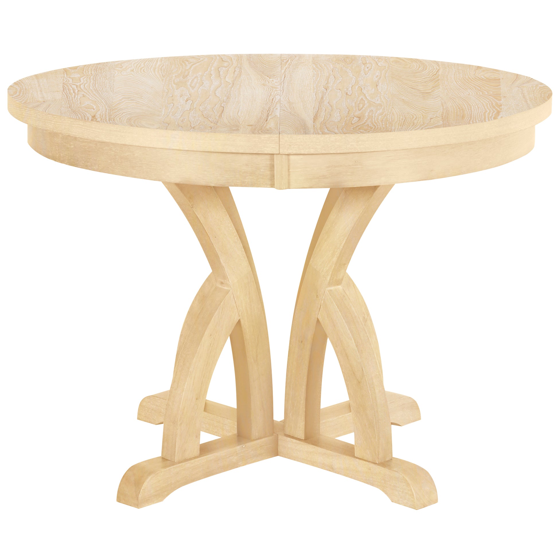 5 Piece Farmhouse Round Pedestal Extending Dining Table Set Extendable Kitchen Table Set With 15.8" Removable Leaf And Ladder Back Dining Chairs For Small Places, Natural Wood Dining Room Extendable Rubberwood Oval Dining Table With Chair Upholstered