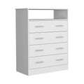 Peru L Four Drawer Dresser, Superior Top, One Open Shelf White White Bedroom Modern Particle Board Particle Board