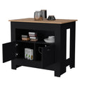 Black 2 Door Kitchen Island Black Kitchen Rectangular Stationary Kitchen Islands Wood Medium 40 55In