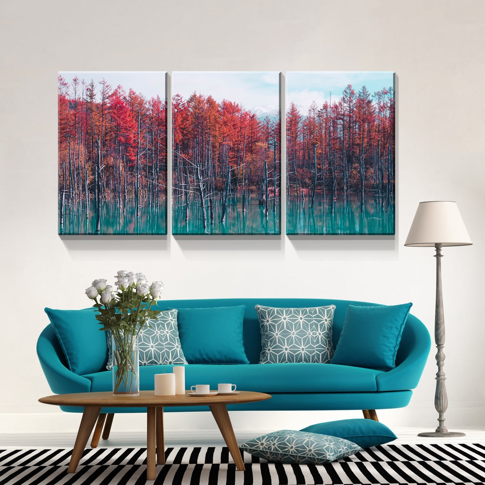 3 Panels Framed Maple Forest Canvas Wall Art Decor,3 Pieces Mordern Canvas Decoration Painting For Office,Dining Room,Living Room, Bedroom Decor Ready To Hang 2436In Thickness 1.5Inch Rectangle Framed Multicolor Oversized 41In Canvas Nature Scenes