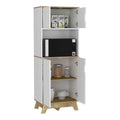 Pamplona Microwave Tall Cabinet Counter Surface, Top And Lower Double Doors Cabinets Light Oak White Multicolor Kitchen Shelves Included Modern Particle Board Particle Board