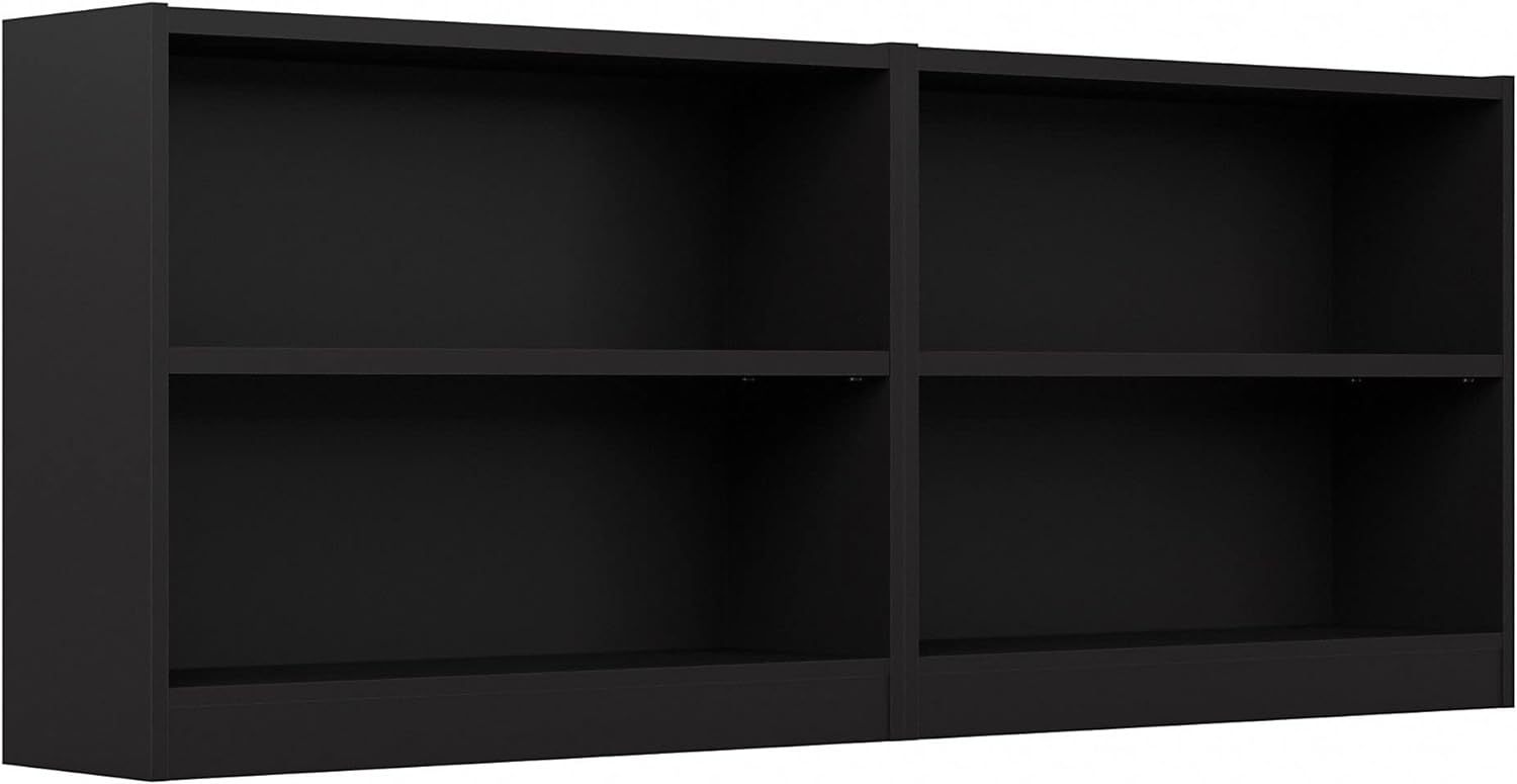 Universal Small 2 Shelf Bookcase In Black Set Of 2 Black Chinese Engineered Wood