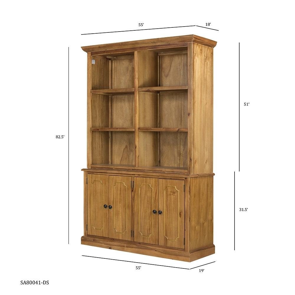 53X19X83" Cabinet Brown Natural Wood Brown Primary Living Space Casual,Classic,Farmhouse,Rustic Solid Wood Mdf