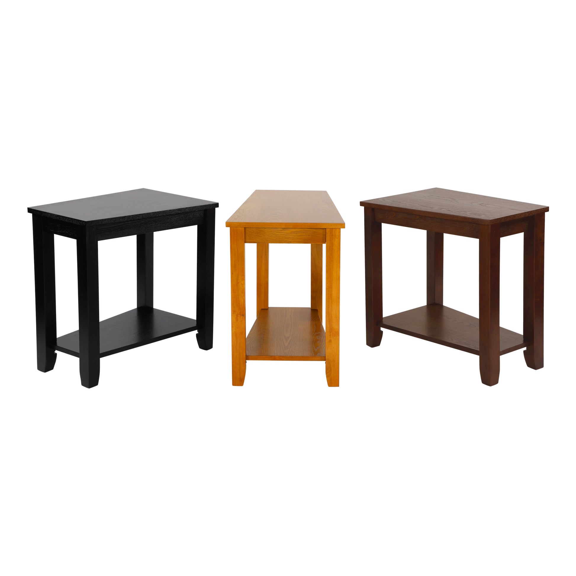 Contemporary Espresso Finish Chairside Table With Lower Shelf Wedge Shape Wooden Furniture 1Pc Side Table Espresso Contemporary Open Storage Coffee & End Tables Wood