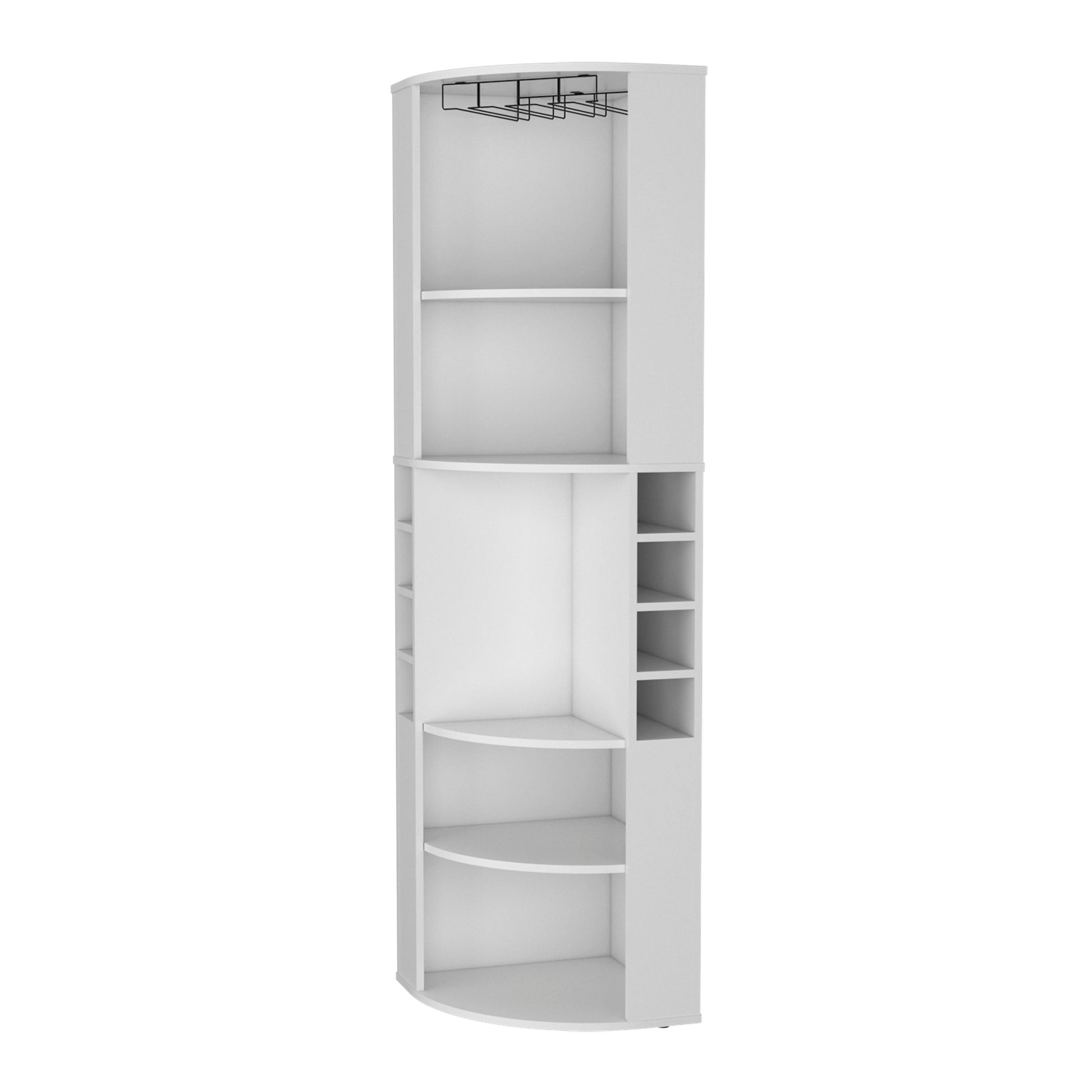 White 5 Large Shelves Corner Bar Cabinet Vertical 5 Or More Shelves White White Primary Living Space Shelves Included Wood